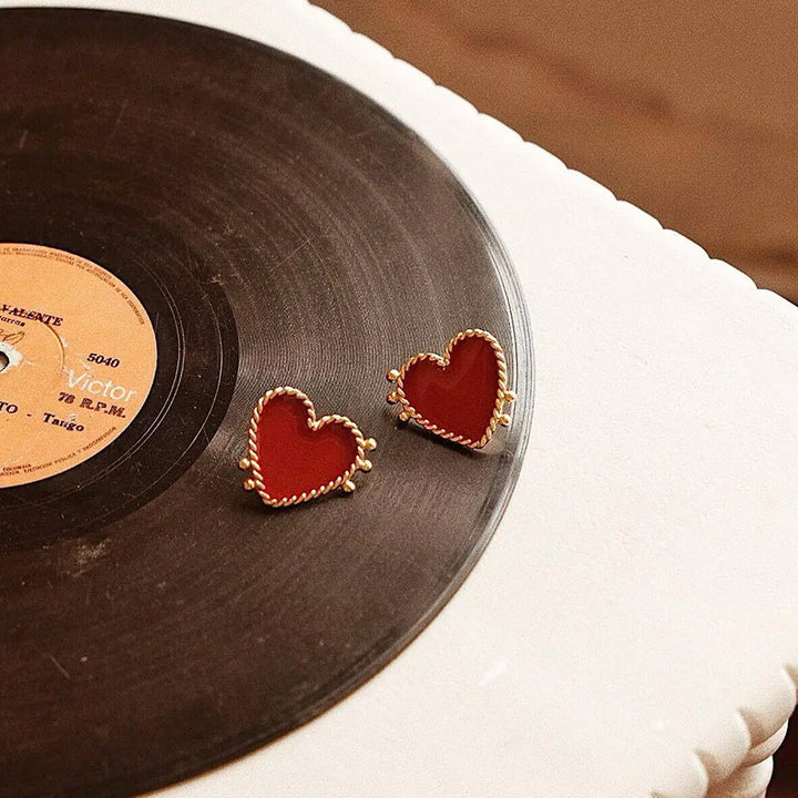 Red Heart Stud Earring.