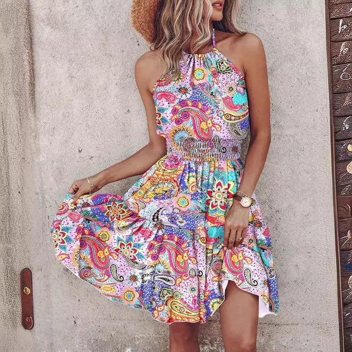 Summer Floral Print Mini Dress.